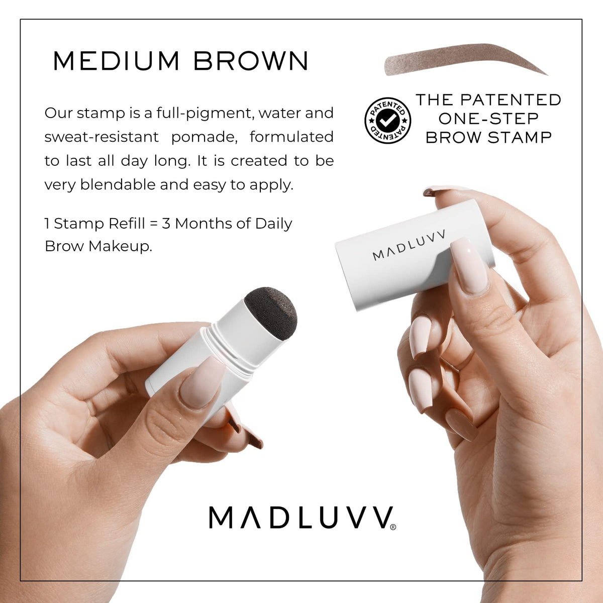 MADLUVV refill with cap closed highlighting compact travel-friendly benefit