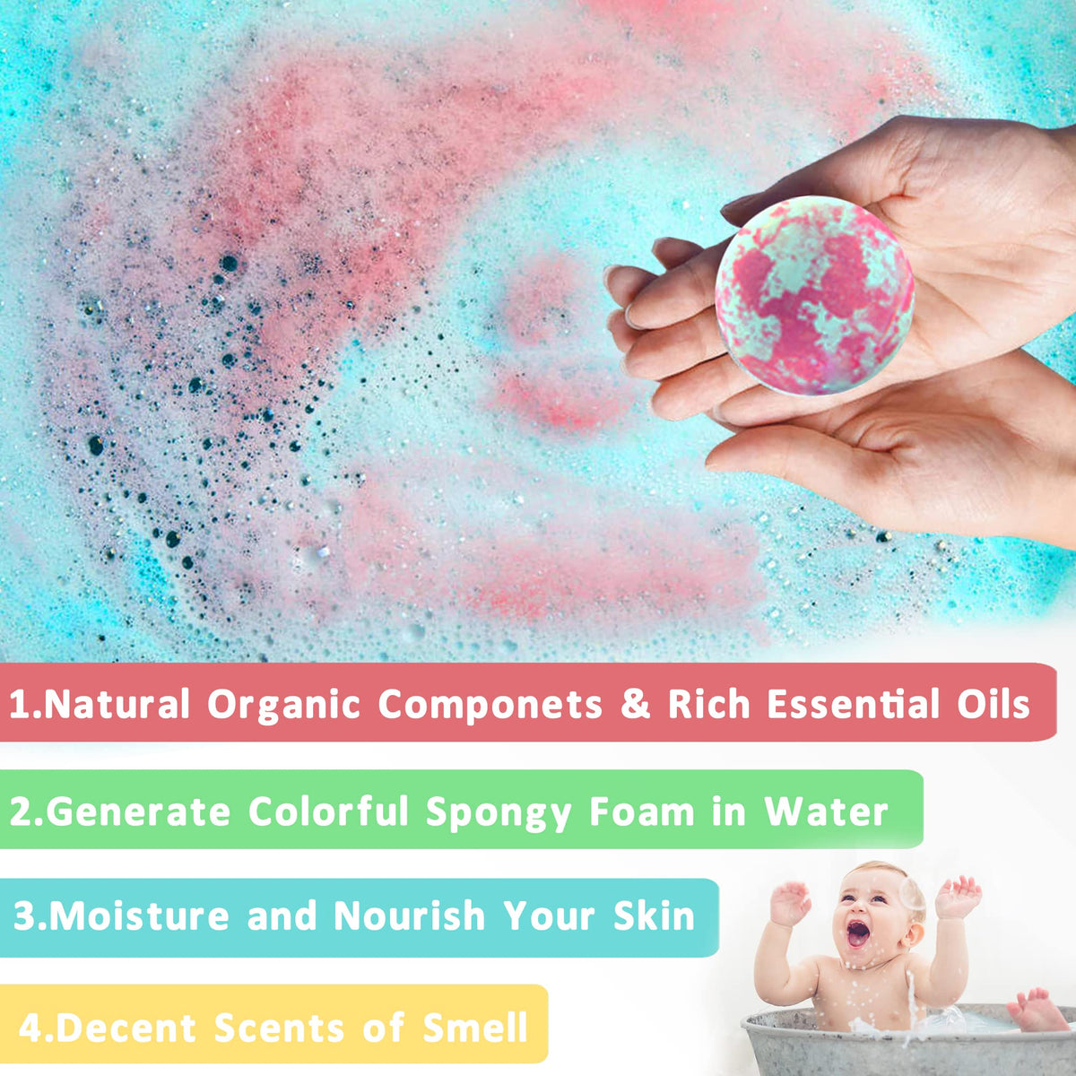 MADO bath bomb next to ruler demonstrating compact size and easy use