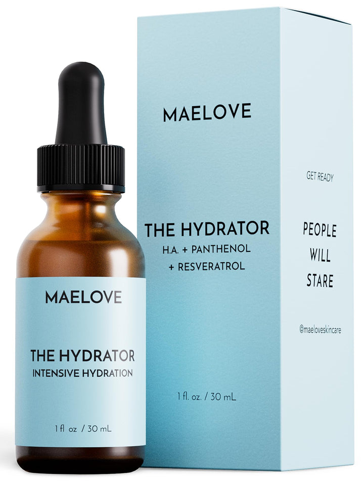 MAELOVE front bottle showing label and hydrating benefits