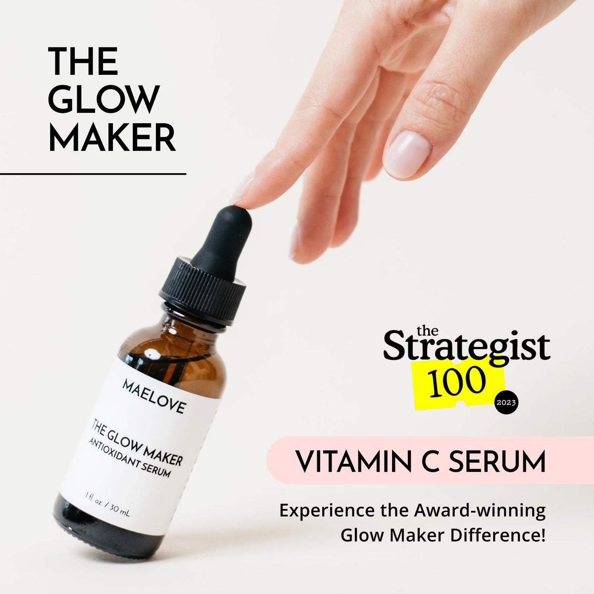 MAELOVE Glow Maker serum texture close-up highlighting lightweight hydration