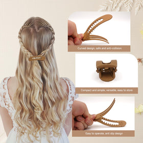 Maeups clip securing a half-up hairstyle for all-day hold