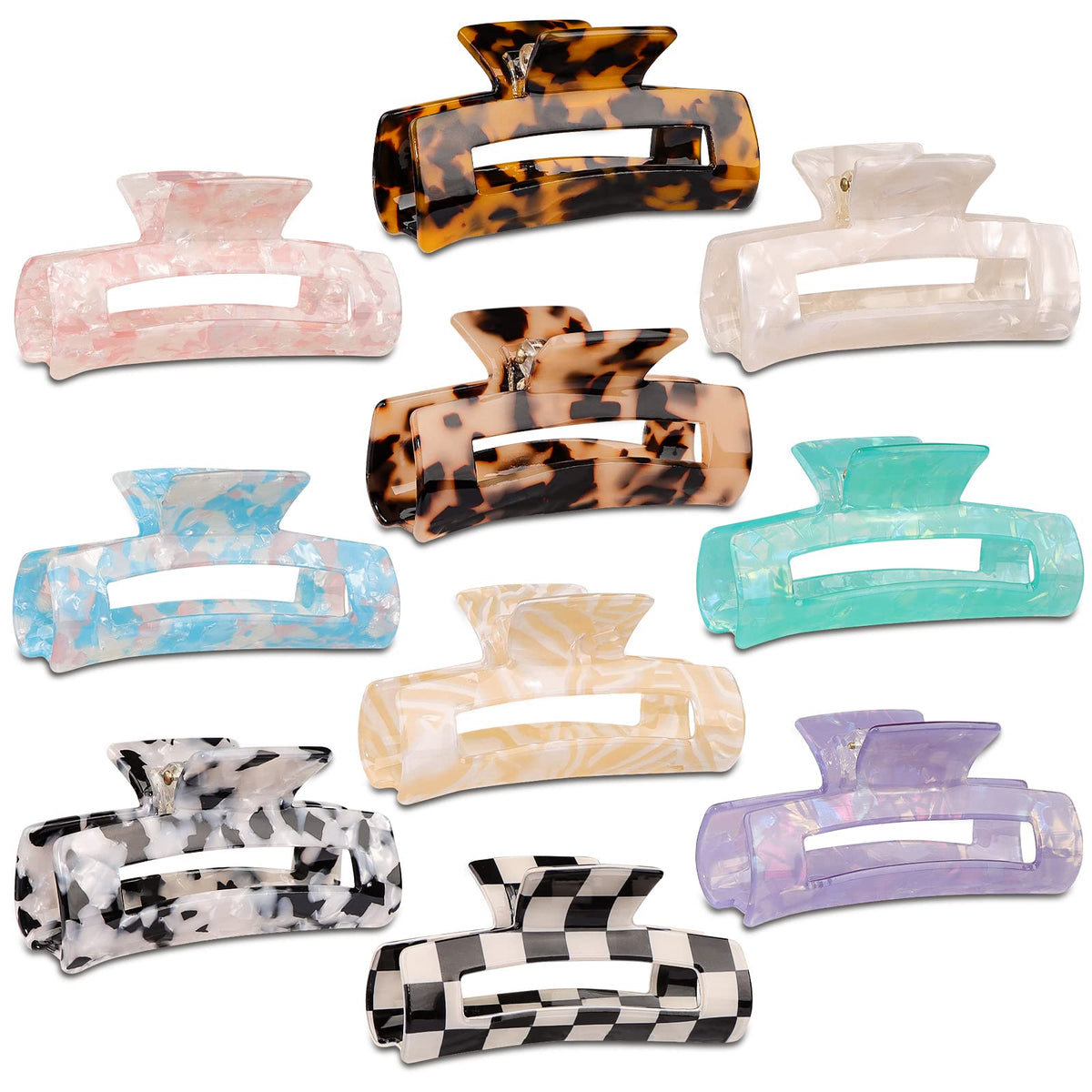 Magicsky front view of 10-piece rectangle clip set showing color variety and compact design