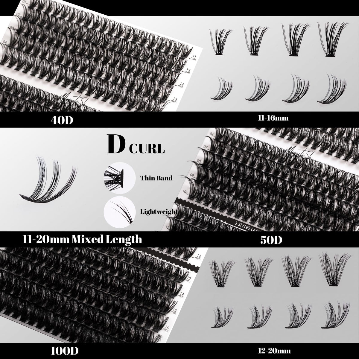 Magnetic SL close-up of cluster lash texture for seamless blending