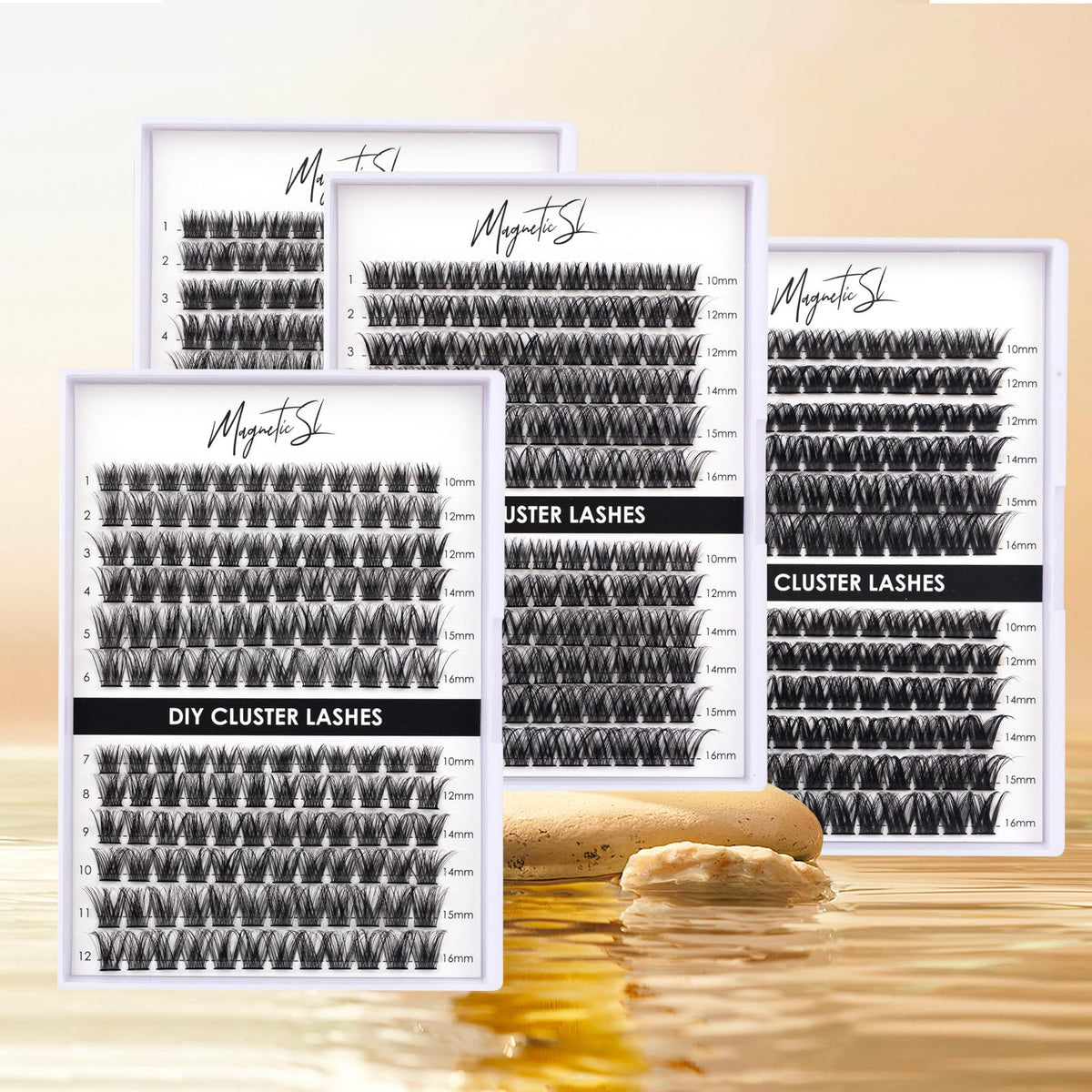 Magnetic SL clusters beside ruler showing 10–16mm length range for styling