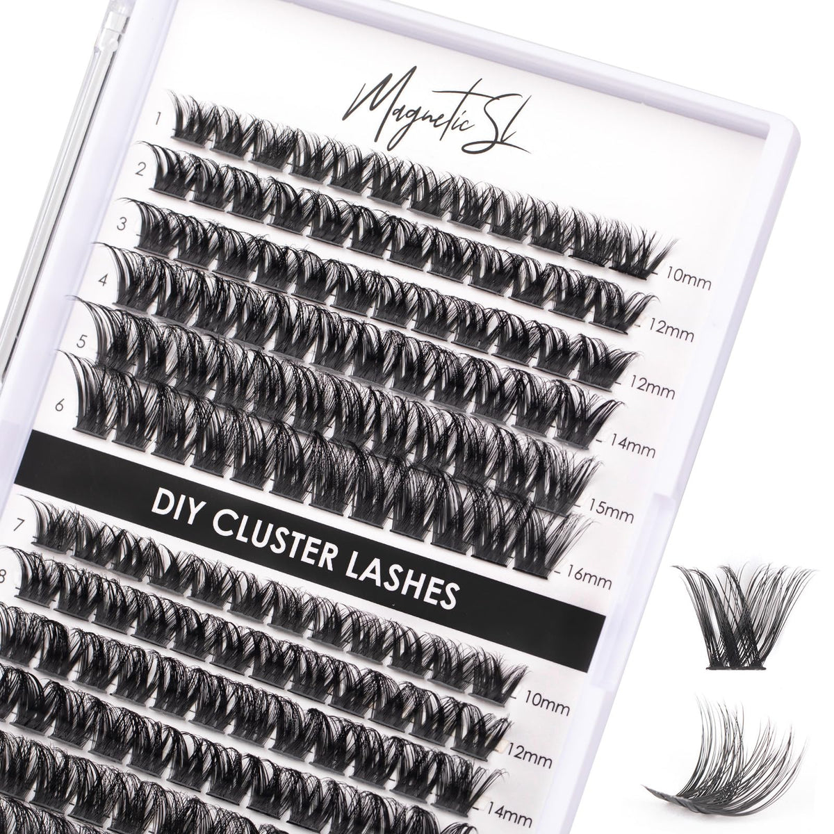 Magnetic SL front packaging showing 144 cluster lashes for easy DIY enhancement