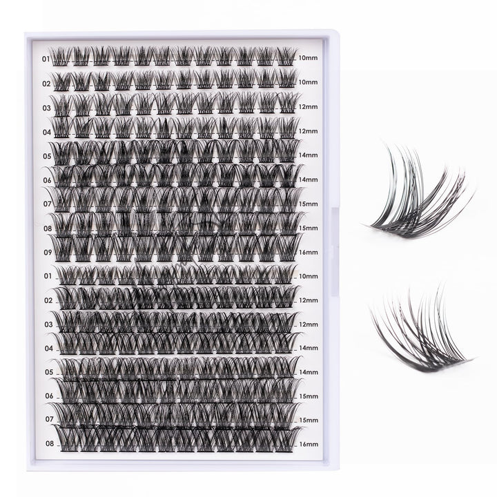 Magnetic SL front tray showing 204 mixed-length cluster lashes for versatile styling