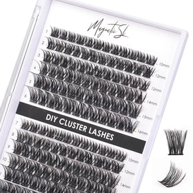 Magnetic SL front packaging showing 144 cluster lashes for easy selection and reuse