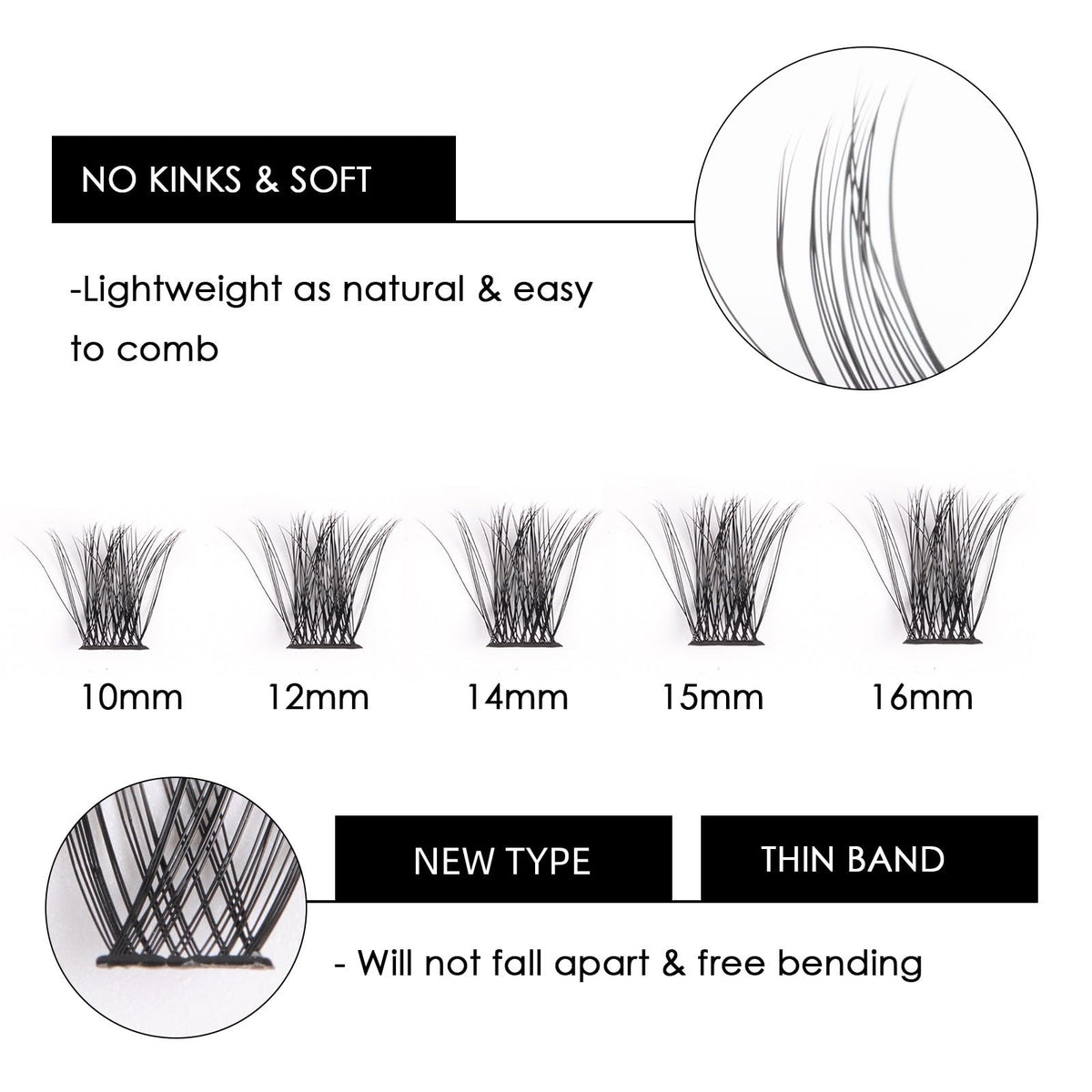 Magnetic SL mixed lengths layout displays 10–16mm variety for custom styling