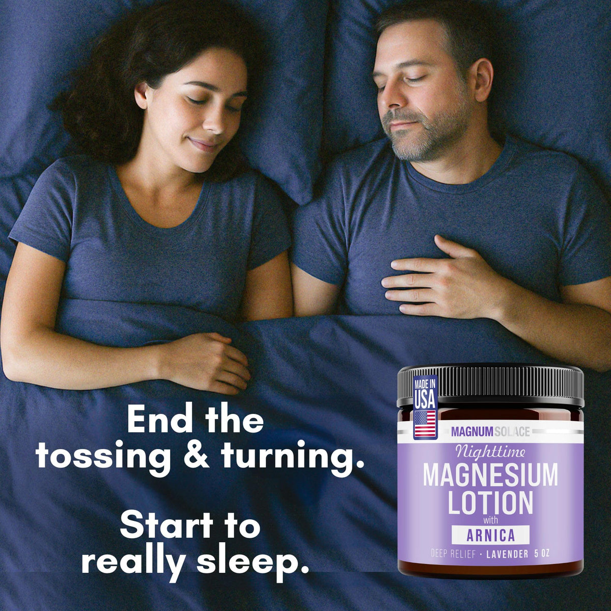 Magnum Solace application on legs illustrating targeted nighttime use