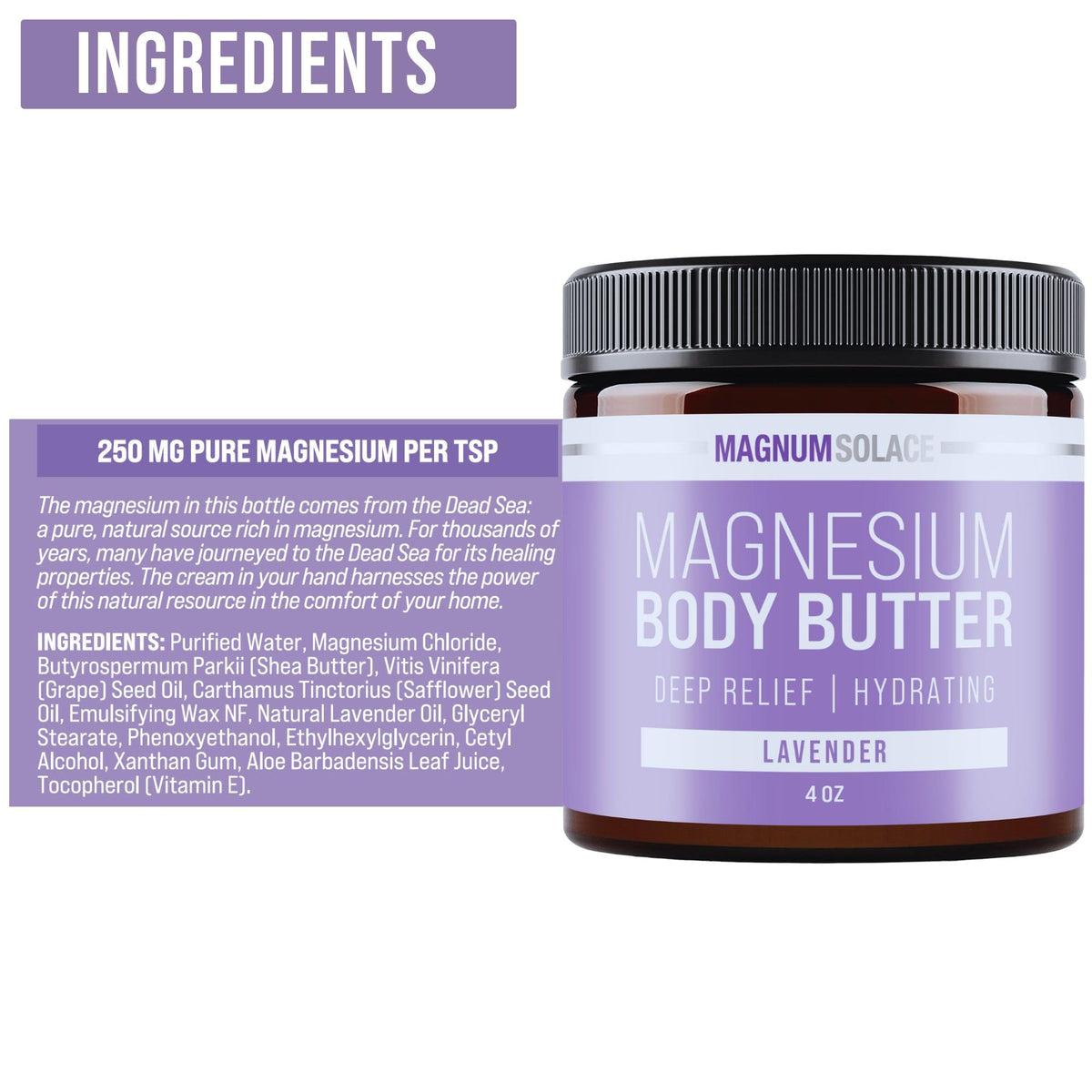 Magnum Solace jar on bedside table in lifestyle scene suggesting calming lavender use