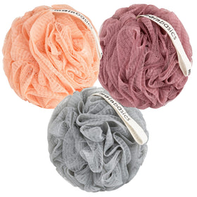 MainBasics front view of coral reef loofah showing soft texture and color, gentle exfoliation