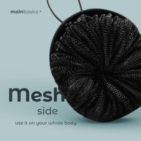 MainBasics exfoliating scrubber detail showing firm texture for smoothing
