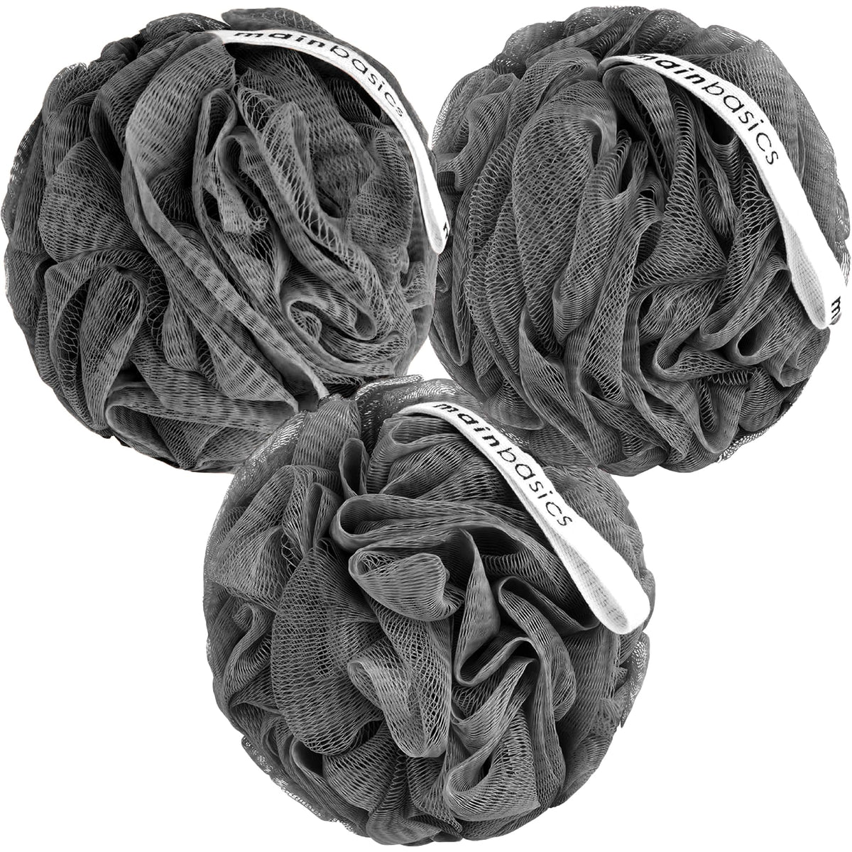 MainBasics three-pack front view showing neutral pouf colors and packaging benefit