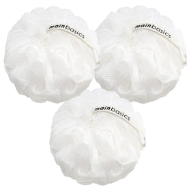 MainBasics front view of snow white loofah package showing clean design and convenience