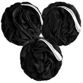 MainBasics front view of triple black poufs showing neat packaging and convenience