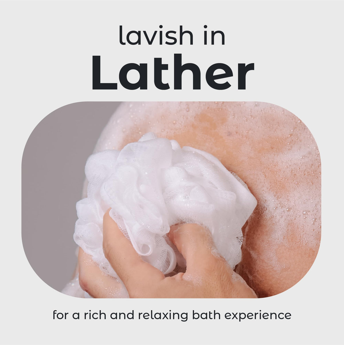 MainBasics loofah in hand for scale and comfortable grip demonstration