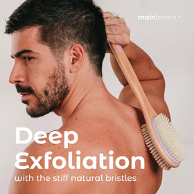 MainBasics in-shower use with suds demonstrating effective deep cleaning