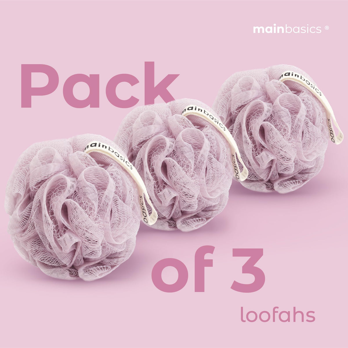 MainBasics loofah producing rich foam to save body wash use