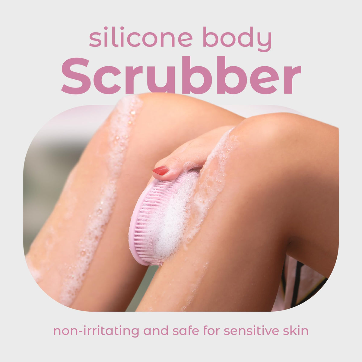 MainBasics close-up of soft silicone bristles revealing gentle exfoliation benefit