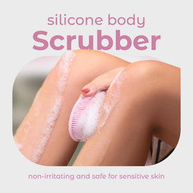 MainBasics close-up of soft silicone bristles revealing gentle exfoliation benefit