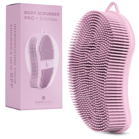 MainBasics pink front view showing compact exfoliating brush and easy grip