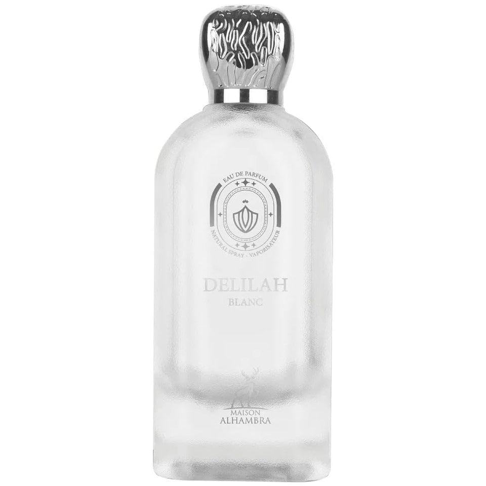 Maison Alhambra Delilah Blanc front bottle view showing elegant design and gift-ready appeal