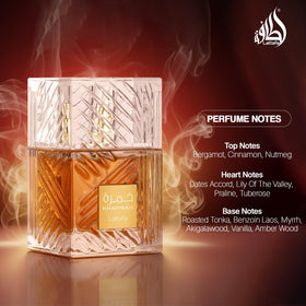 Maison Alhambra flatlay of key notes: bergamot, cinnamon, dates, vanilla, shows composition