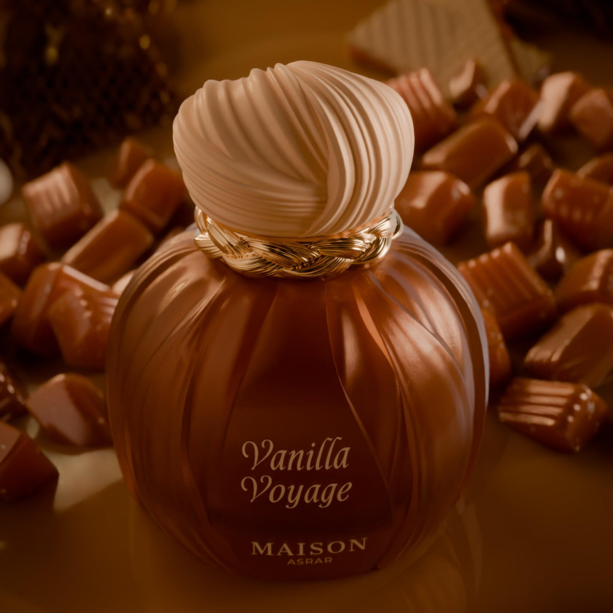 MAISON ASRAR bottle next to hand for scale showing 100ml size and true proportions benefit