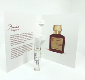 Maison Francis Kurkdjian front packaging of 2ml extrait vial showing elegant bottle and label, highlights luxury