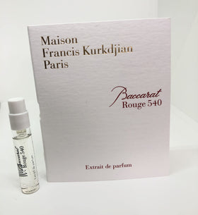 Maison Francis Kurkdjian close-up of vial spray head and liquid, displays fine mist and premium finish