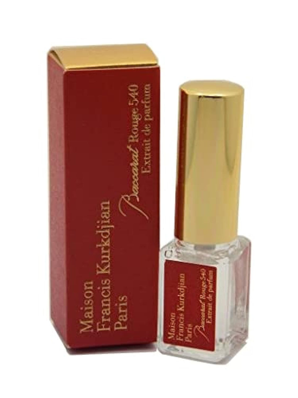 Maison Francis Kurkdjian Baccarat Rouge 540 extrait small vial front view showing compact travel benefit