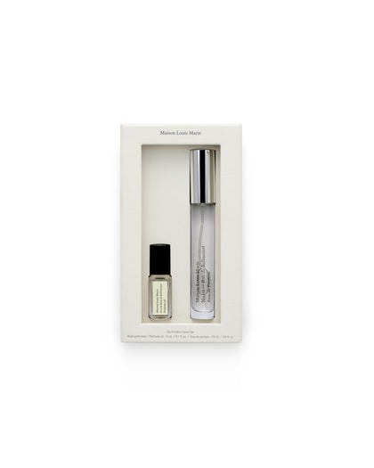 Maison Louis Marie front view of both mini bottles showing compact travel convenience