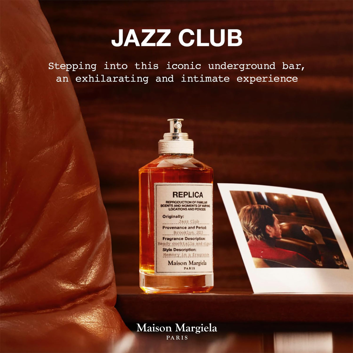 Maison Margiela Jazz Club texture close-up evoking tobacco accord and rich fragrance depth