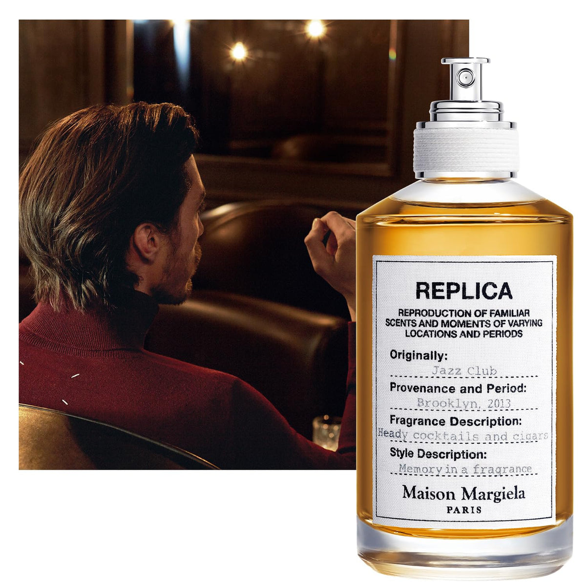 Maison Margiela Jazz Club label close-up highlighting Replica identity and elegant detail