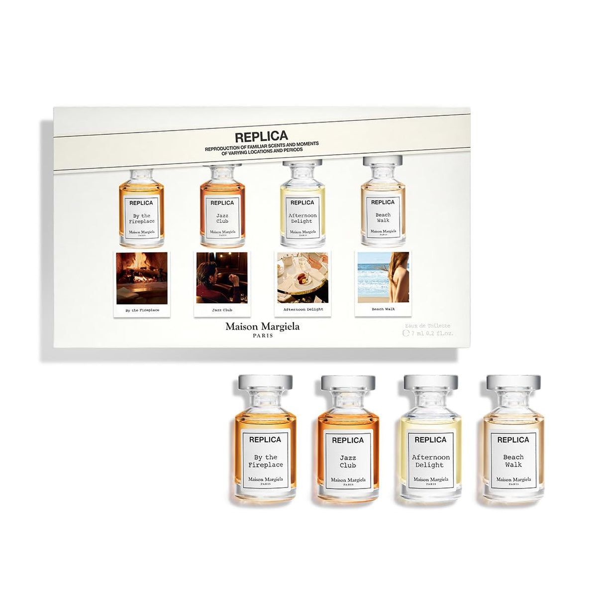 Maison Margiela discovery set front packaging showing minimalist bottles and brand identity, great for gifting