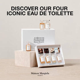 Maison Margiela four vials arranged for scale comparison to illustrate compact sizes and variety
