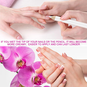 Maitys in-use DIY French tip application on fingernail for neat smile line