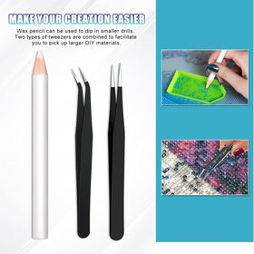 Maitys wax pencil tip close-up demonstrating precise grip for small rhinestones and steady placement