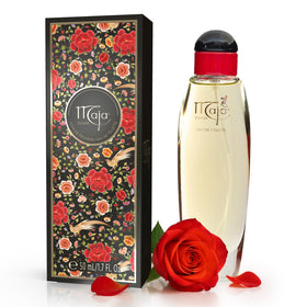 Maja bottle front view showing elegant packaging and immediate product appeal