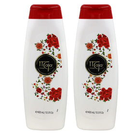 Maja front packaging two bottles showing product and scent benefits