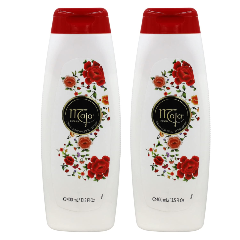 Maja front packaging two bottles showing product and scent benefits