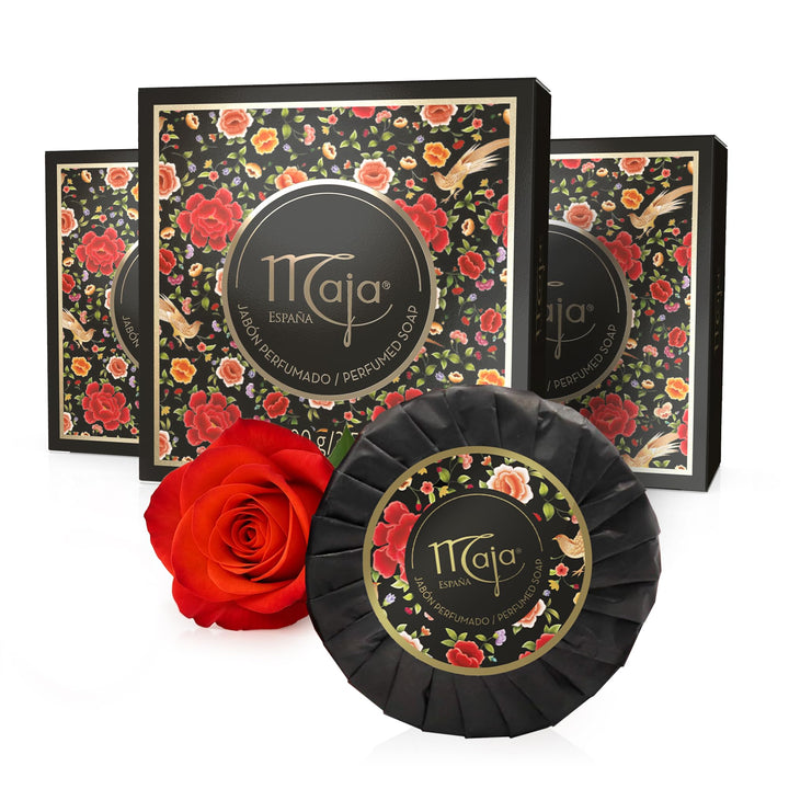 Maja front packaging showing vintage gold-black wrap and gifting appeal