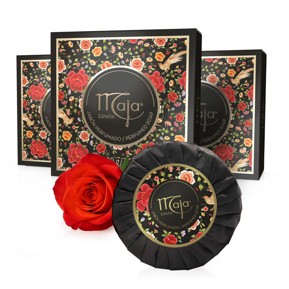 Maja front packaging showing vintage gold-black wrap and gifting appeal