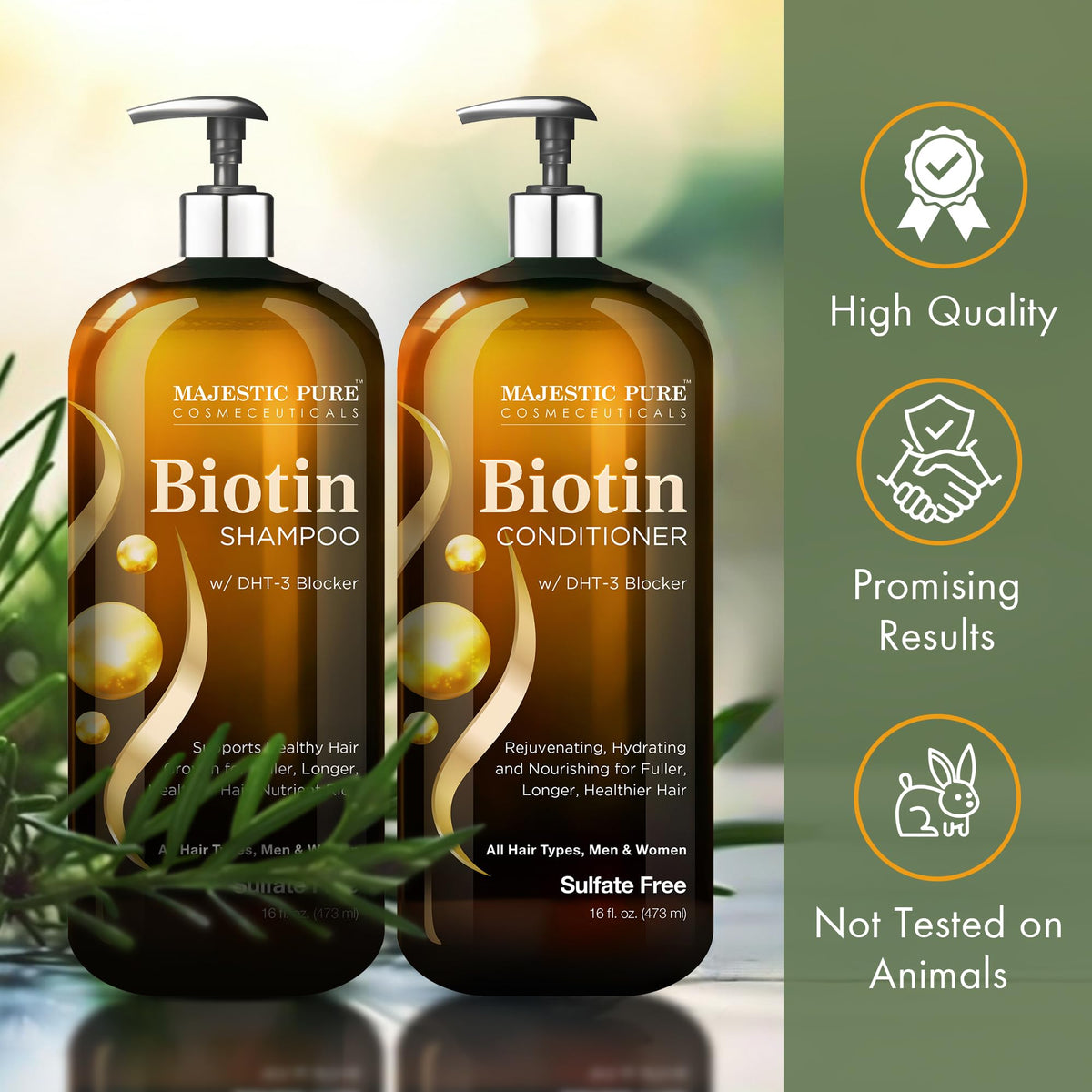 Majestic Pure after styling hair showing fuller-looking, hydrated results