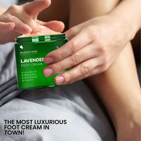 Majestic Pure being massaged into foot to relieve dry skin and increase comfort