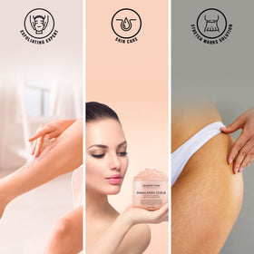 Majestic Pure jar on bathroom shelf with towel, evokes at-home spa relaxation and self-care