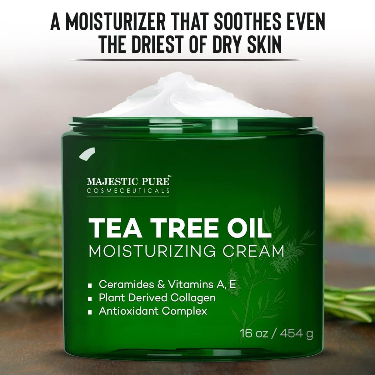 Majestic Pure cream used on feet to demonstrate deep hydration for dry heels