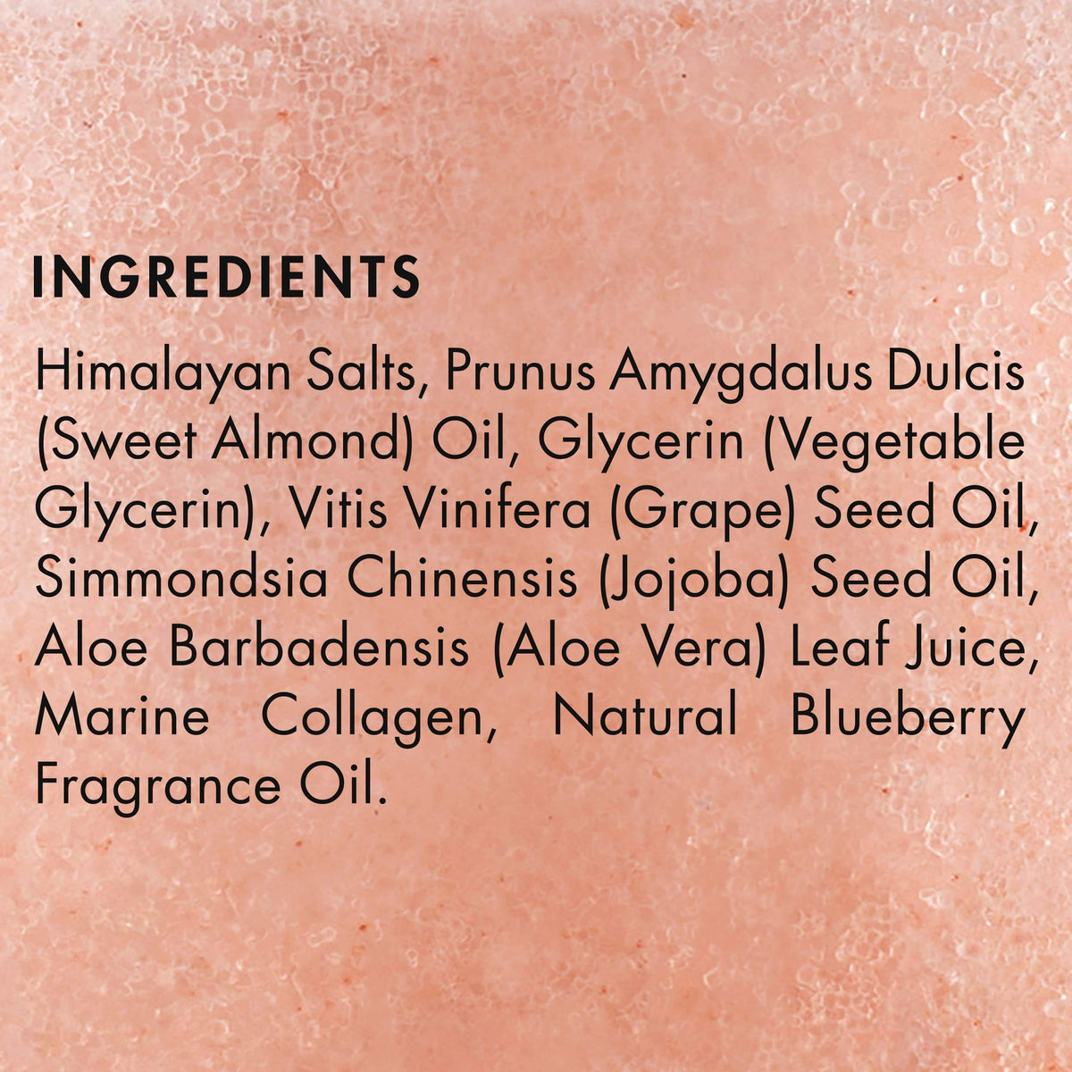 Majestic Pure ingredient label close-up highlighting collagen and almond oil