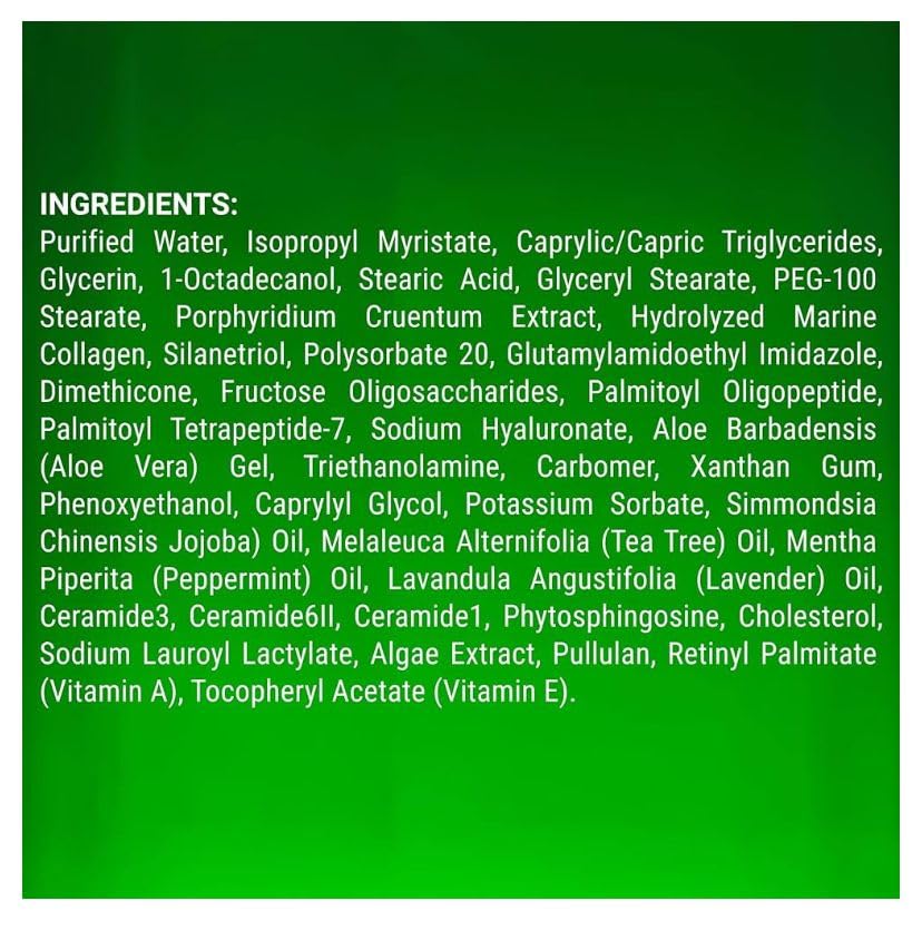 Majestic Pure ingredient label close-up showing ceramides, vitamins and vegan collagen