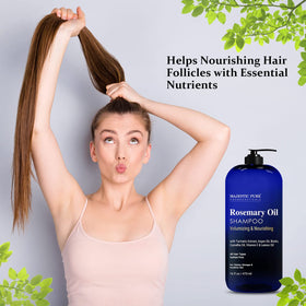 Majestic Pure label close-up highlighting 2.5% rosemary oil and key ingredients